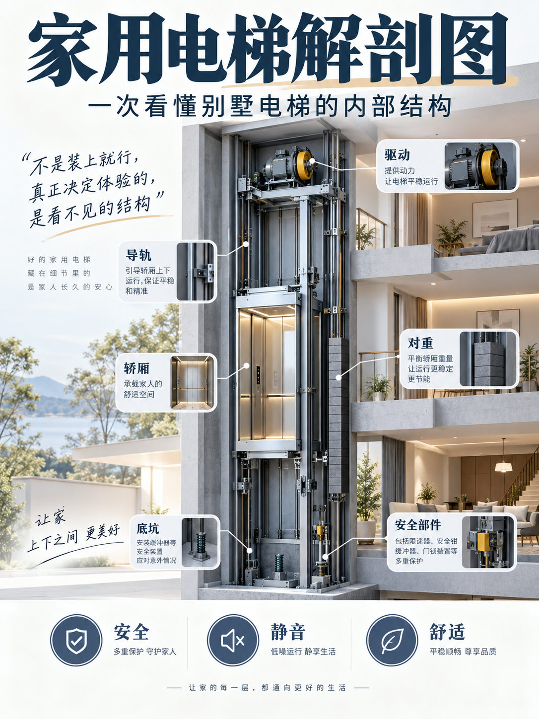 丰满家用电梯里面到底藏了什么？一张图拆给你看